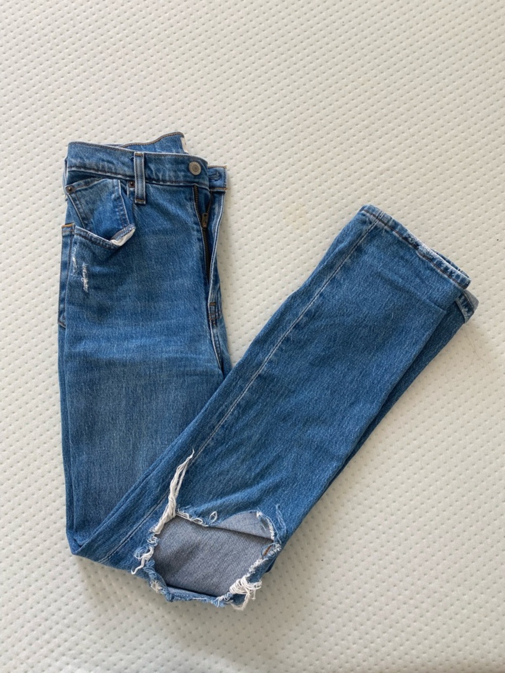 Classic Medium Blue Distressed Jeans